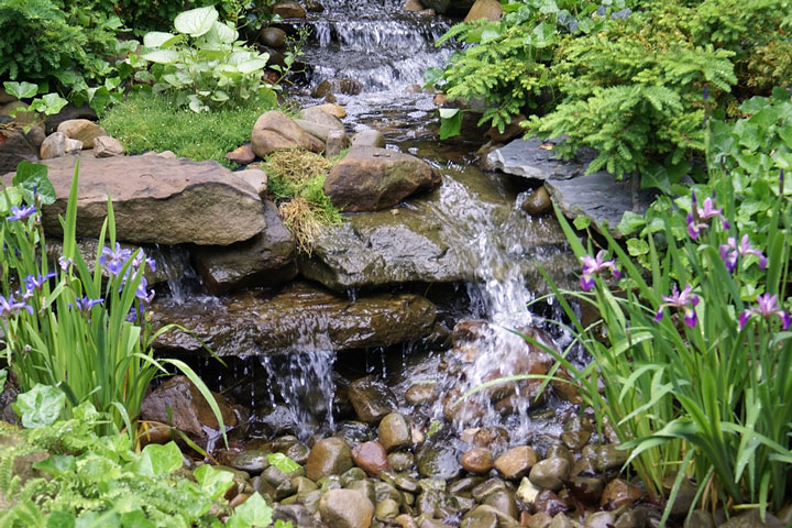 waterfall at a Cleveland, Ohio botanical garden